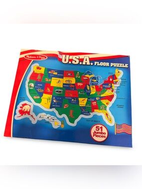 Melissa & Doug USA Floor Puzzle - Blue, Red, Green, Yellow